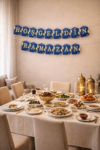 "hoş Geldin Ramazan" Dekorlu Süsü, Ramazan Süsleri, Ramazan Tavan Süsü Ürünleri Ramazan Süsleri, Sahur İftar