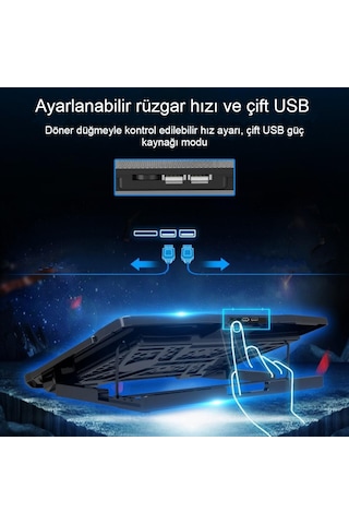 2 Usb 6 Fanlı Sesiz Notebook - Laptop Soğutucusu Oyun Dizüstü