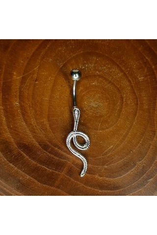 Aya Tasarım Gümüş Renk Yılan Figürlü Göbek Piercing