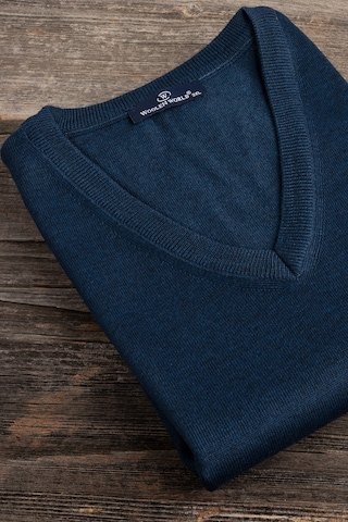 V Yaka Battal Büyük Boy Yünlü Kolsuz Triko Süveter İndigo