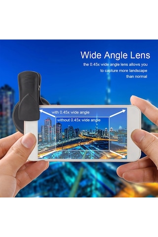 2 Si 1 Arada Klipsli Telefon Kamera Lensi 0.45x Ultra Geniş Açı 10x Makro 37mm Evrensel 49mm Uv Port Gold Gold