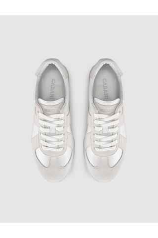 Kadın Beyaz Hakiki Deri Retro Şerit Detaylı Sneaker