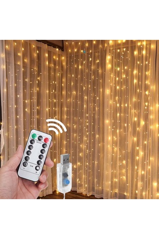 Yifomall Beyaz 300 Led Su Geçirmez Perde Işık Zinciri - Uzaktan Kumandalı, Senaryo Ayarlarıyla Bayram, Düğün, Doğum Günü Ve Ev Dekorasyonu İçin Beyaz