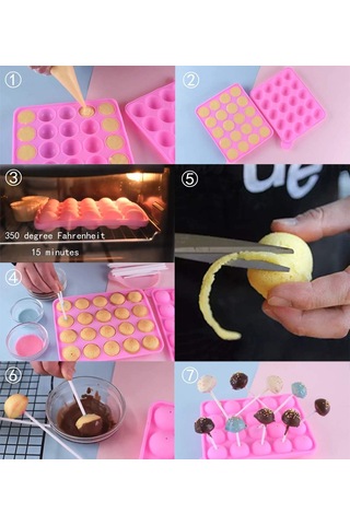 Pasta Ve Yuvarlak Lolipop Kalıpları İçin 20 Delikli Silikon Kalıplar Diğer