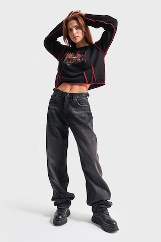 it's basic Kadın Koyu Füme Renk Lotus 18w41 Baggy Fit Denim Jean