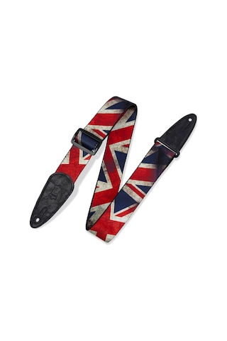 Levy's Leathers Süblimasyon Baskılı Eskitilmiş Bayrak Tasarımlı 5 Cm Polyester Gitar Askısı Mdp-uk
