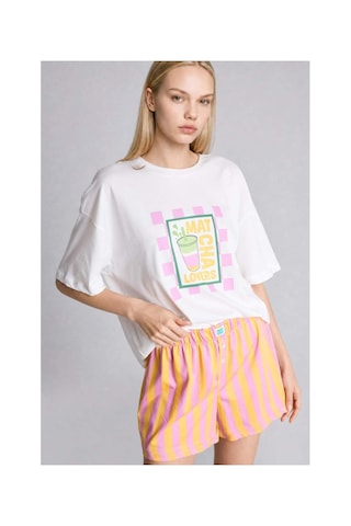 Defacto Oversıze Kısa Kollu 2li Pembe Şortlu Pijama Takımı I0437ax26hspn452 Pembe-pn452