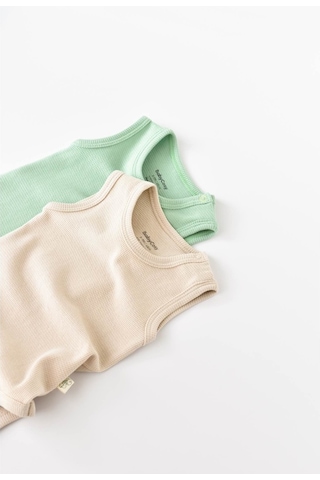 Rebebe Babycosy Organik 2 Li Askılı Badi - Csyw1000 - Rebebe Yeşil - Krem