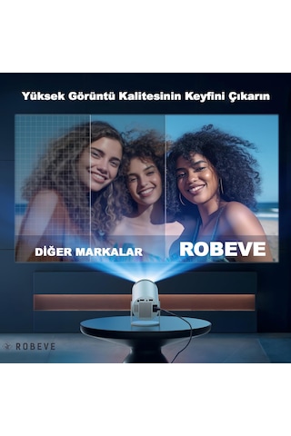Robeve Mini Projeksiyon Taşınabilir Projeksiyon Cihazı Hd