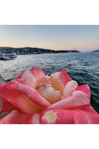 Love Kalp Tektaş Minimal Estetik 14 Ayar Altın Yüzük-Hediye Tekta 552950145