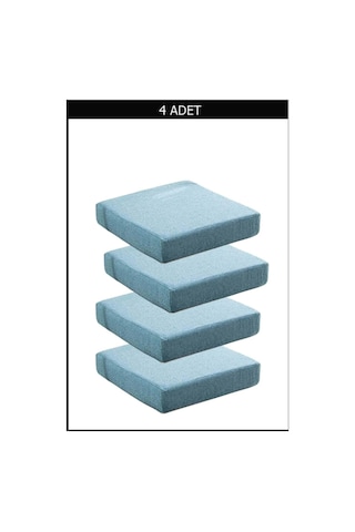 Sandalye Minderi Sünger Dolgulu Kare Sandalye Konfor Pedi Oturma Minderi 4 Cm Kalınlık 4 Adet Mavi