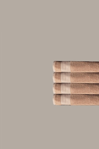4 Lü Çizgili Bej Renk Yumuşak Pamuk El Yüz Havlusu Seti 50x90 Cm