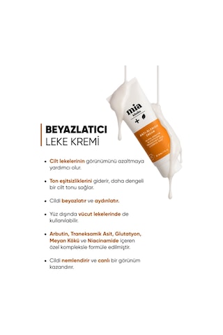 Mia Klinika Cilt Beyazlatıcı ve Ton Eşitlemeye Yardımcı Leke Kremi 50 ML