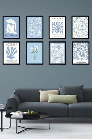 Şık Ve Zarif Ortamlar İçin 8'li Matisse Baskısı Çerçeve Görünümlü Modern Mdf Tablo Seti- Ev Dekorasy Çok Renkli - 670299979 Çok Renkli
