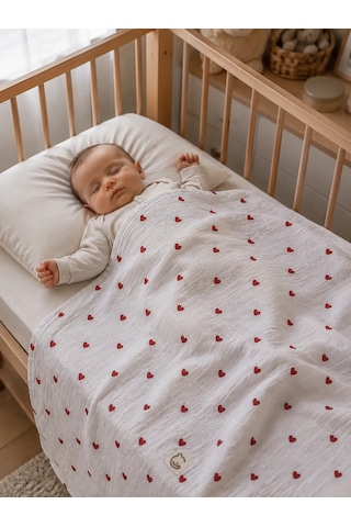 E&f Store Kalp Desenli Müslin Bebek Battaniyesi Çok Renkli