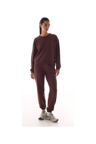 Penti Kahverengi Dikiş Detaylı Bisiklet Yaka Pamuklu Sweatshirt
