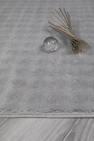 Bubble Oval Yumuşak Peluş Kaymaz Salon Oturma Odası Balkon Halısı Yolluk Gri