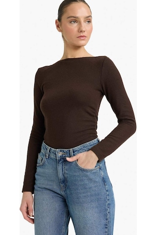 Defacto Slim Fit Dar Kesim Yarım Balıkçı Yaka Uzun Kollu Tişört G7809ax25wnbn340 Kahve-bn340