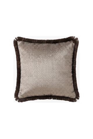 "rona" Püsküllü Kırlent Kılıfı - 45x45 - Kahverengi