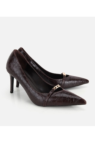 Hotiç Kadın Kahverengi Zincir Detaylı İnce Topuklu Stiletto 01ayh332740a480 01ayh332740a480