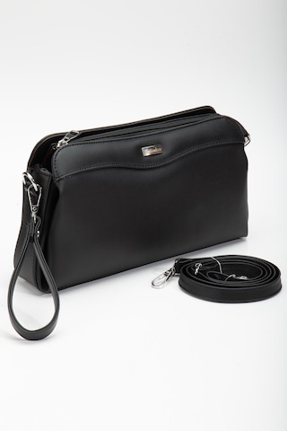 Kadın Portföy Cüzdan Çanta Siyah 3 Bölmeli Uzun Kısa Askılı-3221 Siyah