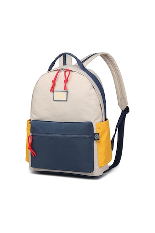 Smart Bags Büyük Boy Laptop Bölmeli Su Geçirmez Kumaş Renkli Okul Çantası Bej/laci