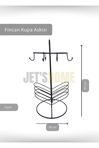 Fincan Ve Kupa Askısı Paslanmaz Tezgah Üstü Bardak Düzenleyici Askılığı Çelik Siyah