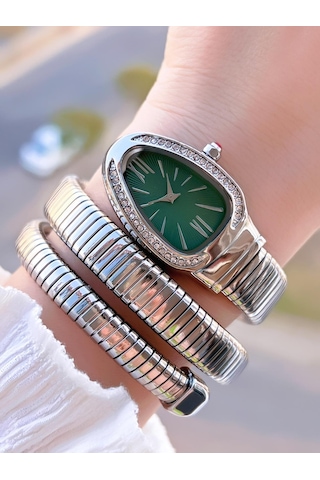 Coliseum Dolamalı Yılan Model Özel Tasarım Vintage Seri Kadın Kol Saati Cl.y001.m4 Gri