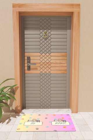 Rugmood Modern Dijtal Baskı Mama Ve Su Kabı Matı Kapı Önü Paspası Çok Renkli