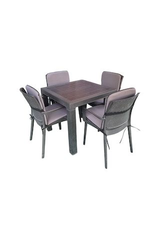 Sandalye Minderi Yıkanabilir Fermuarlı Lastikli 4'lü Gri 4 Cm Sünger Alt 42x42 Sırt 42x42 Gri