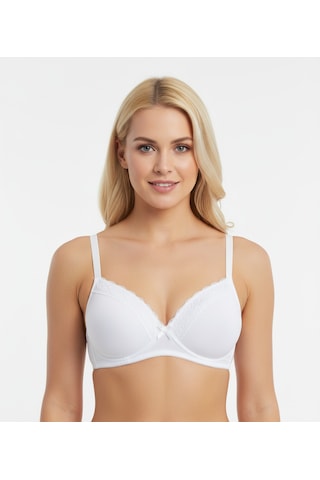Bonbon Kadın Soft Bra Süs Dantelli Balensiz Dolgusuz Sütyen Bb2118 Beyaz