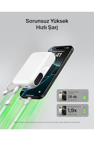 Belkin Bpb027hqwh Boostcharge 10.000 Mah 20w Usb-c Powerbank Dijital Göstergeli Taşınabilir Şarj Cihazı - Beyaz Siyah