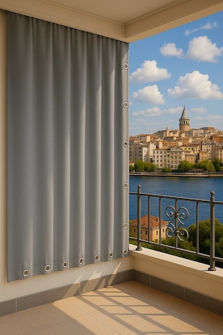 Gencer Home Balkon Perdesi Kuş Gözü Ölçü Seçenekli Gri Gri