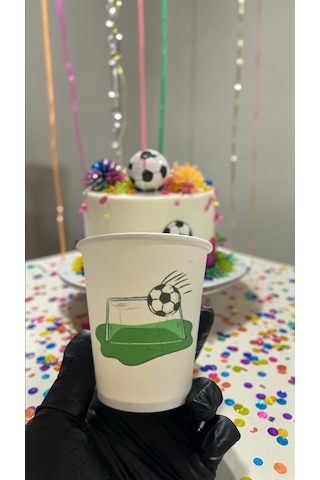 Futbol Topu-maç-kale Doğumgünü Parti Temalı Tek Kullanımlık 7 Oz 100 Adet Karton Bardak
