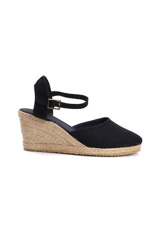 Star Tombis Gerçek Elişi Siyah Kadın Dolgu Topuk Espadril Handmade Siyah