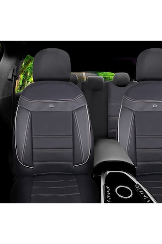 Seat İbiza Araçlara Uyumlu Oto Koltuk Kılıfı Seti - Venüs Serisi Siyah/beyaz