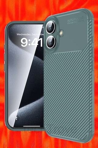Apple Uyumlu iPhone 16 Kılıf Kamera Korumalı Darbe Emici Karbon Fiber Desenli Kapak