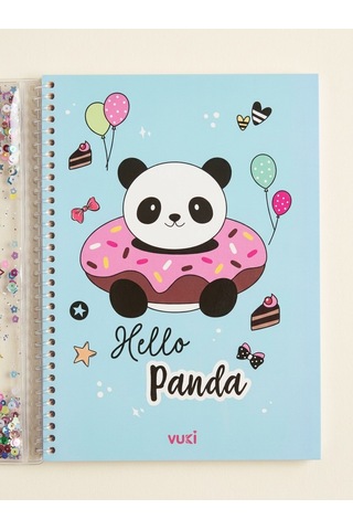 A5 Spiralli Defter 48 Yaprak Çizgili Simli Şeffaf Kapaklı Kedi Desenli Not Defteri Çok Renkli
