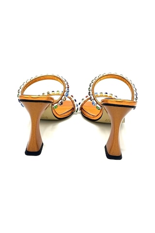 Nostra Shoes Turuncu Stone Kadın Taşlı Topuklu Ayakkabı-terlik Turuncu