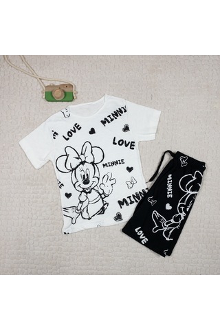 Momikon Kız Çocuk Minnie Mouse Baskılı Pamuklu Takım