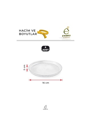 6 Lı Cam Servis Tabağı Çerezlik Pasta Tatlı Sunum Tabağı Kahvaltılık Şeffaf Cam Tabak