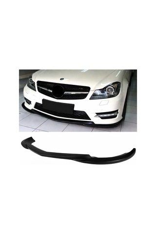 Aftermarket W204 Uyumlu Ön Tampon Eki Parlak Siyah Plastik