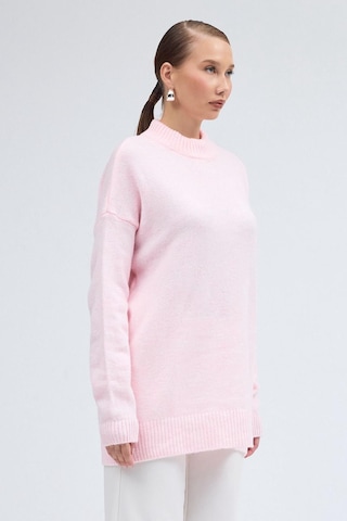 Pera Butik Özlem Yılmaz Yarım Balıkçı Oversize Triko Kazak Pembe