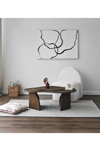 Meltedi Masif Ağaç Tasarım Orta Sehpa 96 X 65cm Ceviz