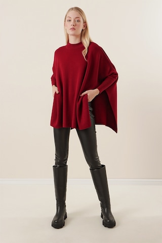 Bigdart 15783 Yırtmaçlı Panço Kazak - Bordo 001
