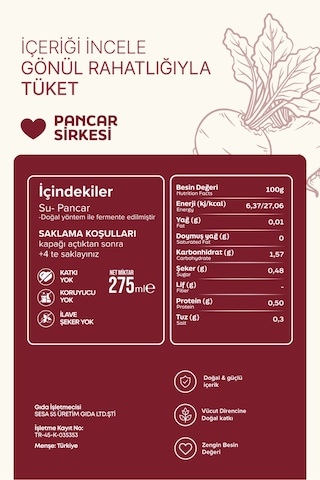 Fermente Pancar Sirkesi 275ml