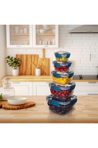 5'li Set Master Kare Saklama Kabı 275 ML - 500 ML - 900 ML - 1500 ML - 2400 ML 001