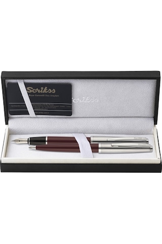 Scrikss 78 Bordo Dolma Kalem Tükenmez Kalem Set Bordo