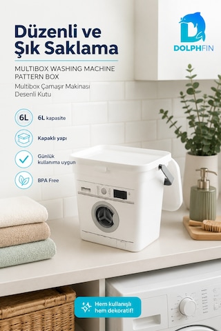 Multibox 6 L Çamaşır Deterjanı Saklama Kabı Kapaklı Taşıma Saplı Bpa Free Beyaz