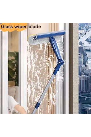 Lemestar Yüksek Katlı Evler İçin Çift Taraflı Pencere Temizleme Aleti - Döner Kafa Ve Mikrofiber Yastık İle Hızlı, Parlak Pencereler Mavi